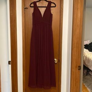 Burgundy bridesmaid dress by Azazie. Size 8.